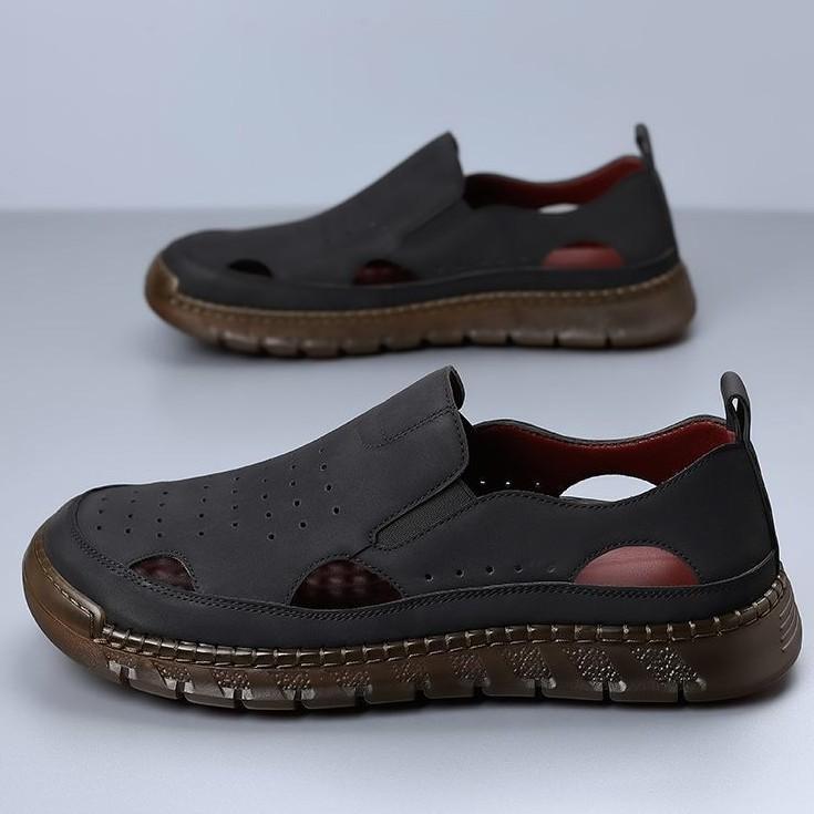 

2025 Baotou сандалии мужские летние пляжные крутые тапочки сетчатые дышащие мужские повседневные туфли большого размера 44 чёрный