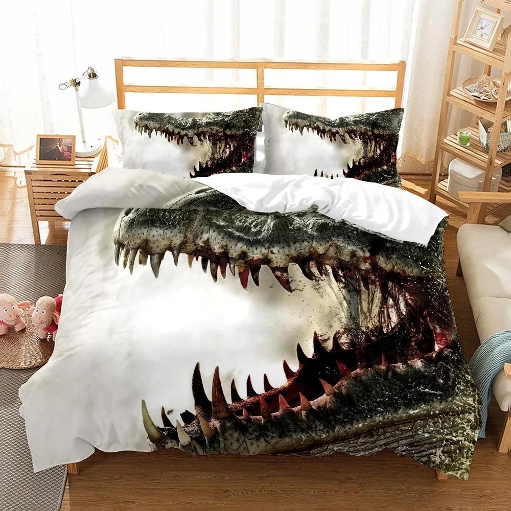 Crocodile Soft Duvet Cover Sets 2 Person Print Turtles,Dolphins King-Sized Dimensionsd Dimensions Beding Set 3d Bed Linens Bambo Fiber Ropa De Cama