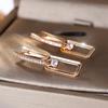 White Cubic Zirconia Round Stone Rectangular Pendant Earrings For Women Vintage Golden Earrings Wedding Jewelry Birthday Gift