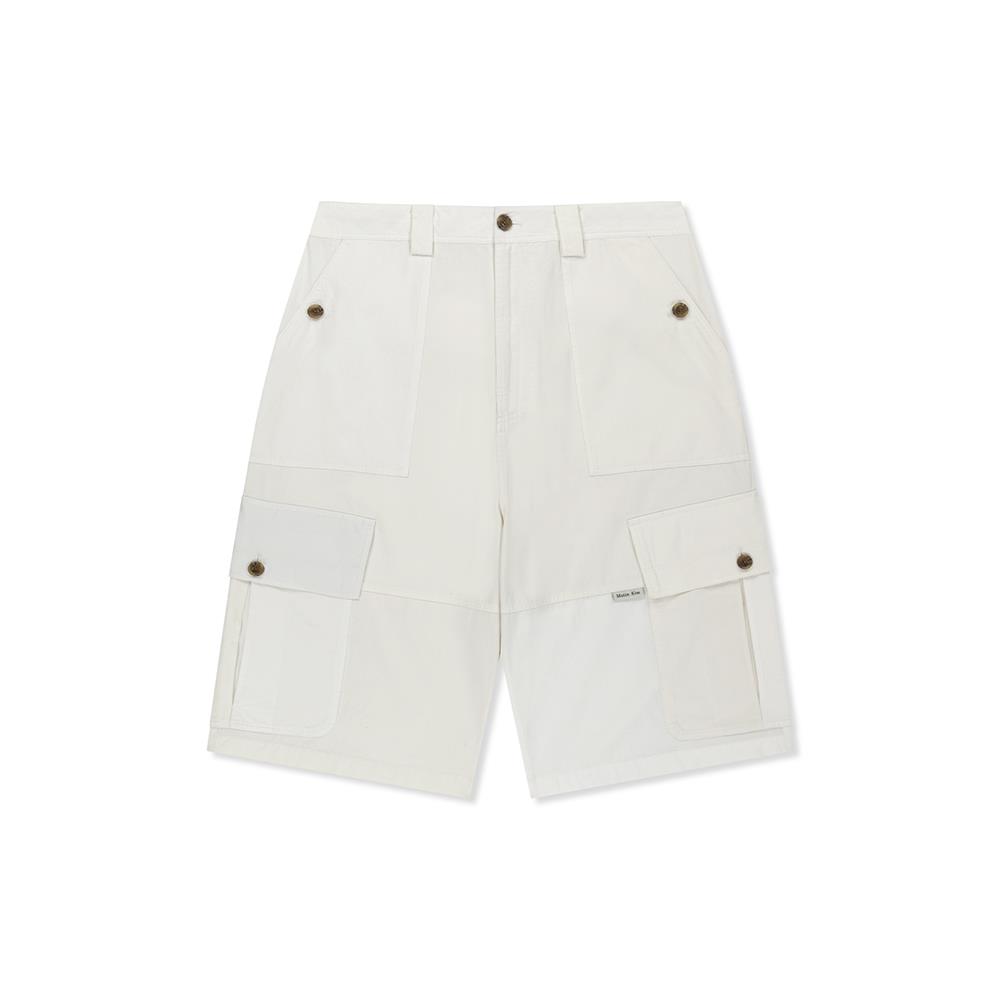 [Matinkim] Patchwork Cargo Bermuda Pants for Men in White L