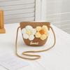 Cute Zipper Straw Bag Flower Princess Summer Beach Coin Purse Handmade Woven Storage Basket Kids