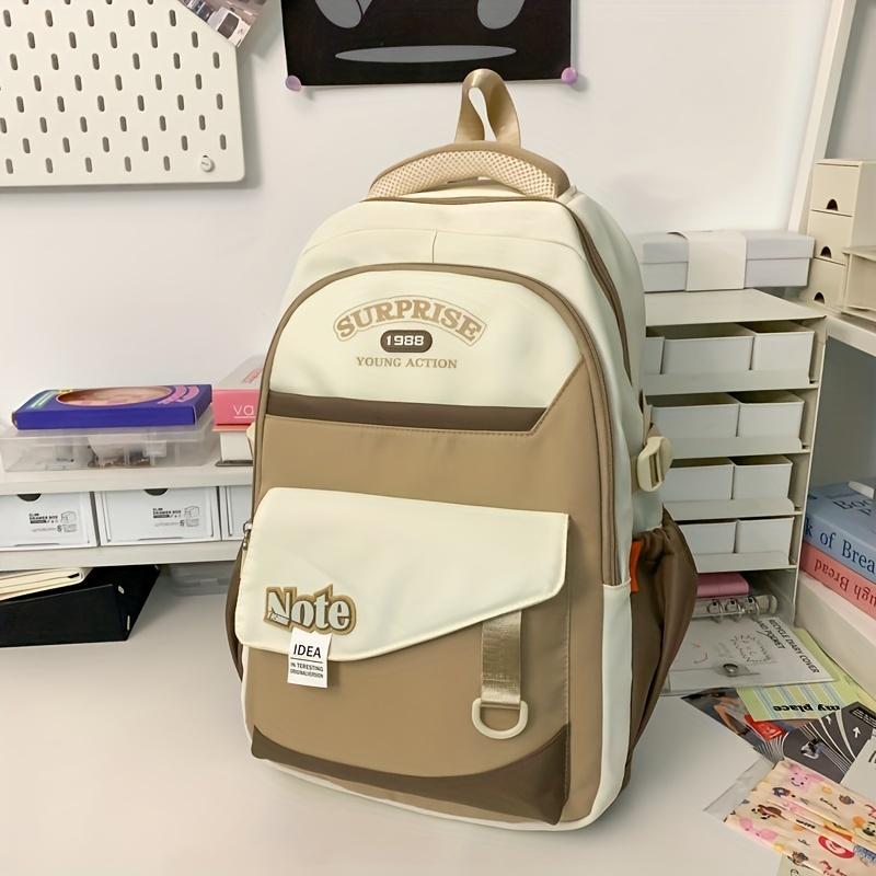 

Повседневный нейлоновый студенческий рюкзак с отделением для ноутбука, дизайн с цветными блоками для старшеклассников и студентов колледжей хаки