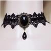 Gothic Black Lace Crystal Choker Necklace Vintage Victorian Steampunk Neck Jewelry for Women