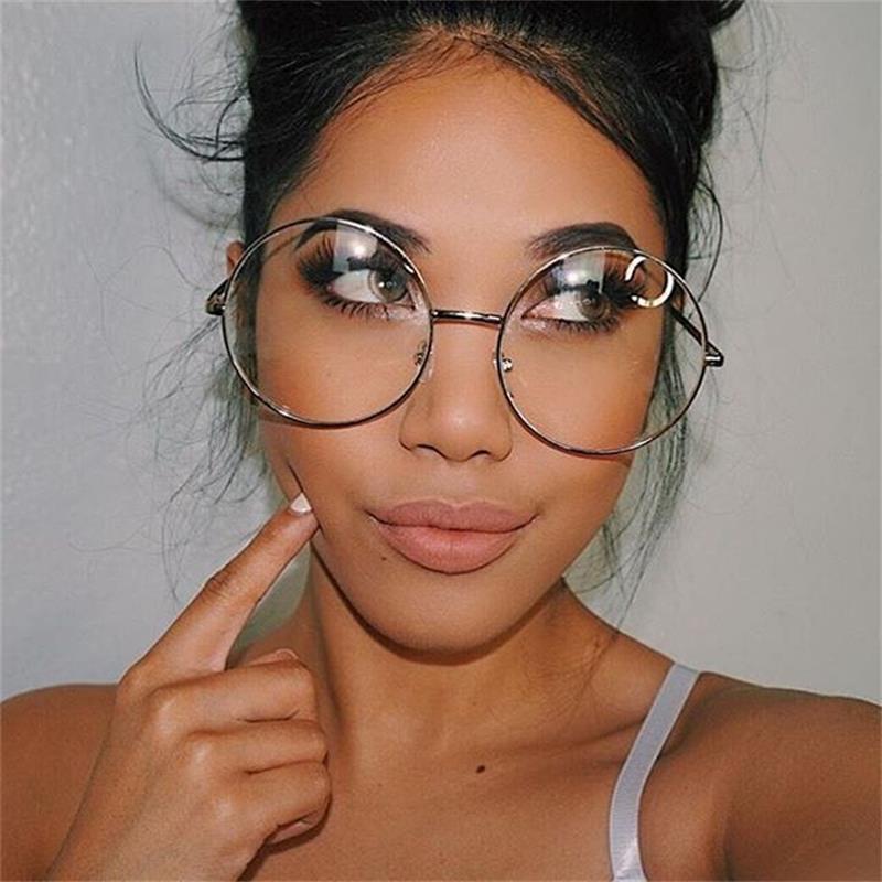 Oversized Round Glasses Women Men Metal Large Circle Optical Frame Fashion Eyewear Spectacles