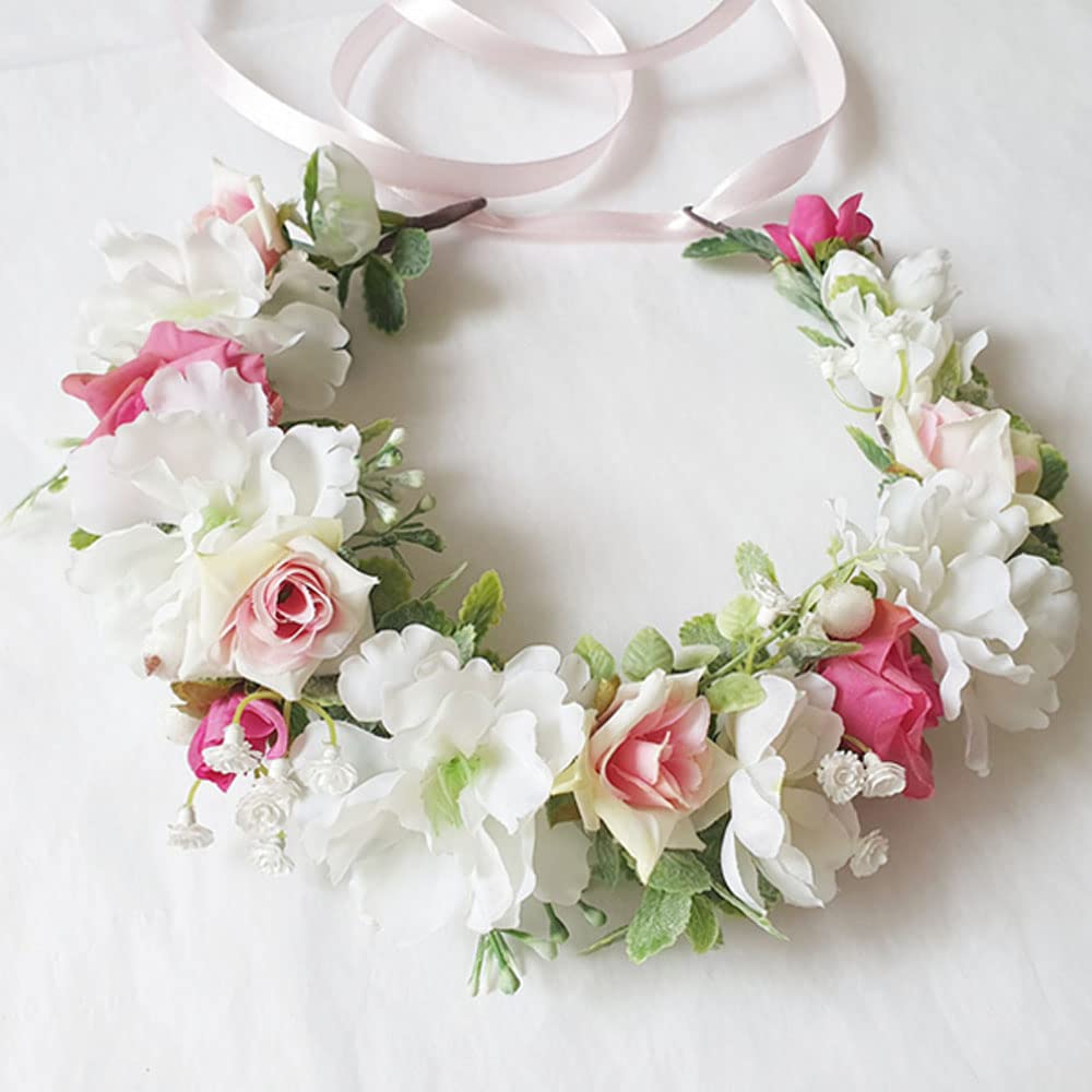 Samcos Blumenkranz Haarschmuck für Hochzeitsfrisur Perfekt für Einzug und Fotografie Schmuckstück, Haarreif, Stirnband, Krone, Mädchen,
