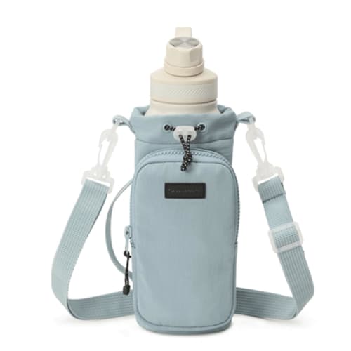 

DENUOTOP Water Bottle Holder, Water Bottle Cover, Fits 500ml and 1L Bottles, Keeps Water Cold, and Stores Smartphones (Blue)