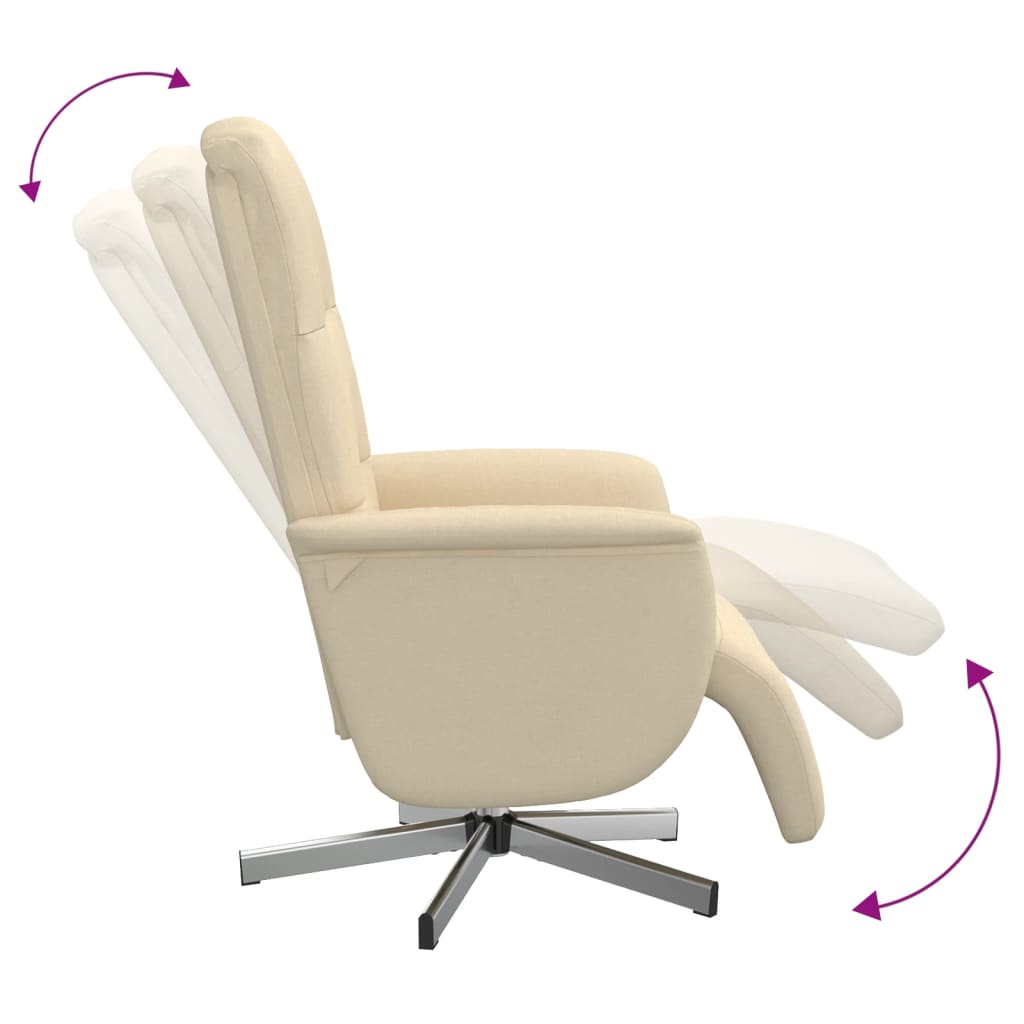 Recliner with Footstool Cream Fabric