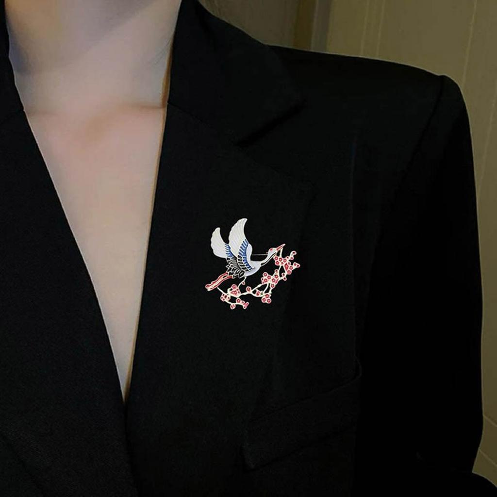 Luxurious Plum Blossom Crane Brooch Stylish Lapel Pin Jewelry Ideal For Fashionable Women Seeking Unique Style