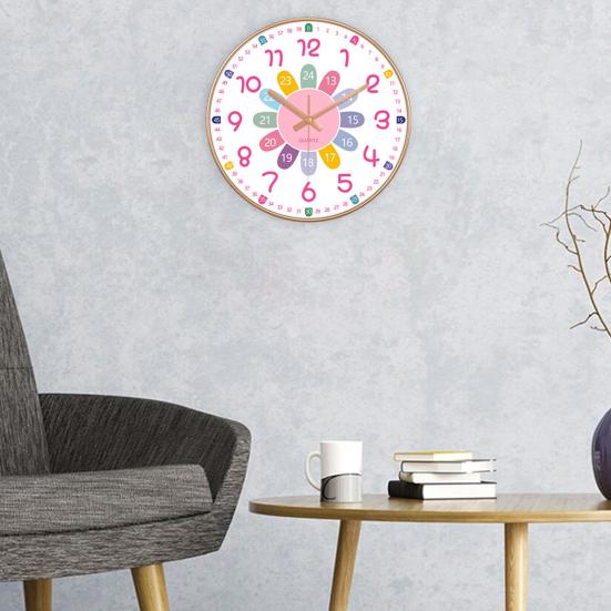 Colorful Silent Wall Clock Bedroom Classroom Playroom Teach Time Telling Skills Clock for Kids Room Decor