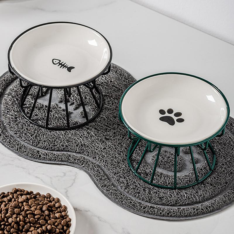 Nordic Style High Foot Pet Bowl Cartoon Neck Protection Anti Overturning Cat Dog Bowl Food Bowl