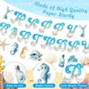 Ocean Beach Birthday Party Decorations Summer Beach Birthday Banner with 13pcs Nautical Seashell Seahorse Hanging Swirls for Coastal Beach Pool Party