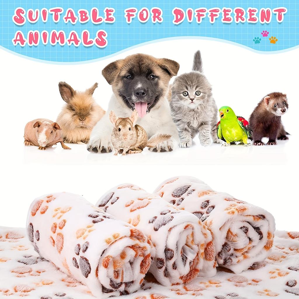 Cozy And Cute Pet Blanket - Warm Coral Fleece Blanket with Adorable Paw Prints for Winter