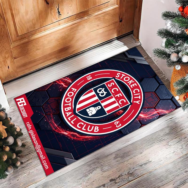 Southampton Football Print Crystal Velvet Rug, Comfortable Water Absorbent Non Slip Indoor Floor Carpet