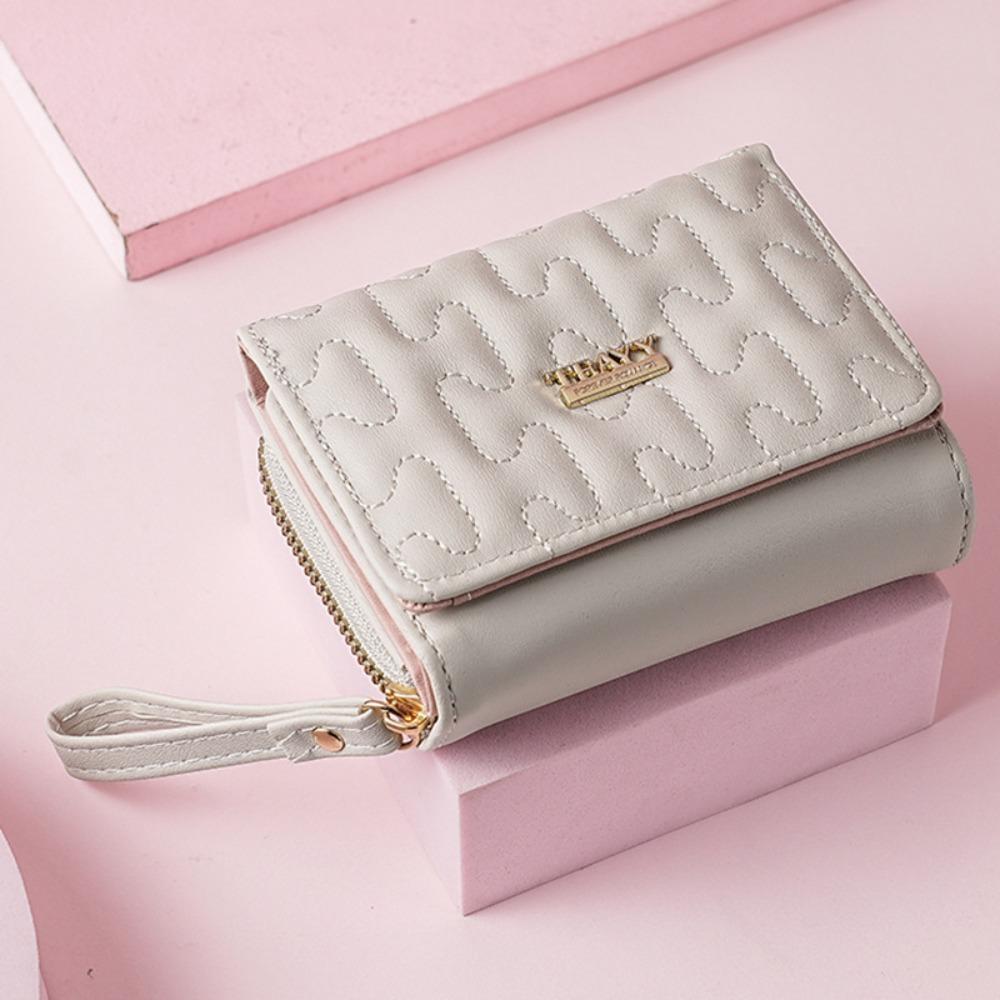 

Fashion PU Leather Women s Wallet Multiple Card Slots Zipper Short Wallet Money Bag Large Capacity Card Holders белый