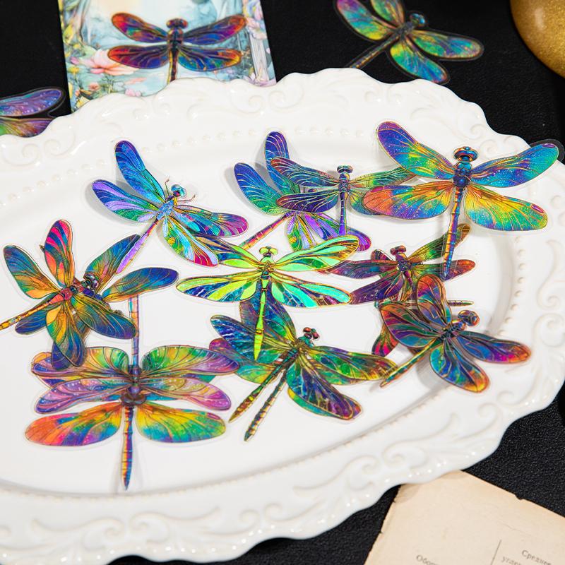 20 Pcs Kawaii Dragonfly Aesthetic Decorative Sticker Pack Scrapbooking Stickers Material Diary Phone Planner Journal Supplies