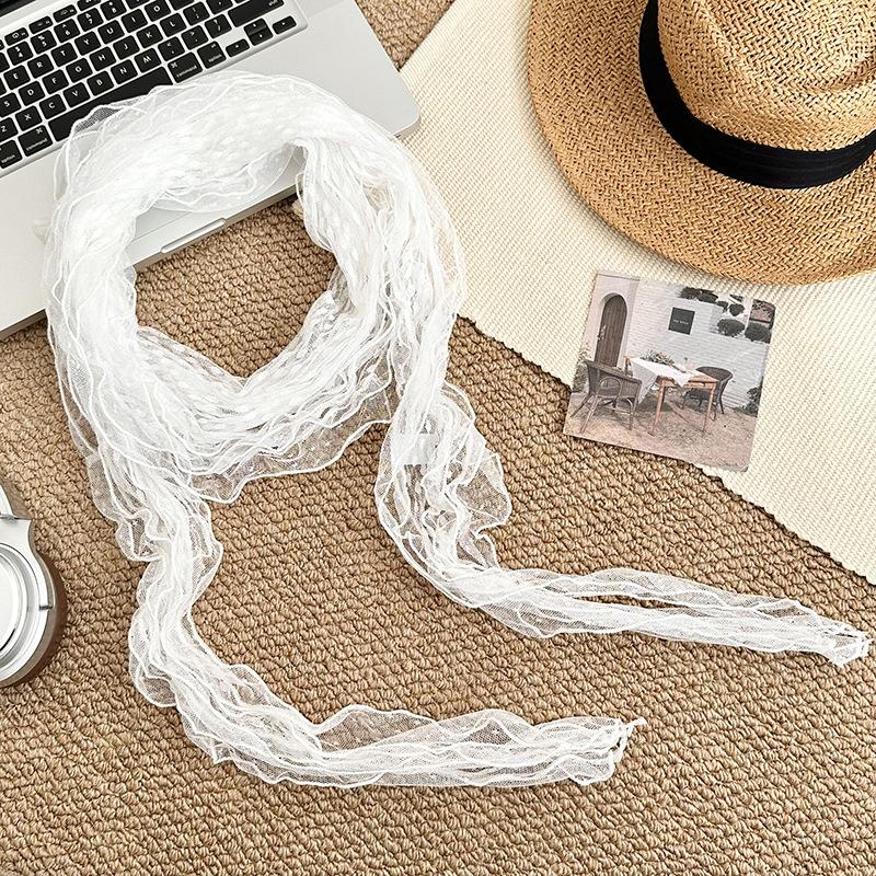 Silk scarf new versatile neck protection scarf irregular lace lace scarf scarf shawl triangle scarf waist tie
