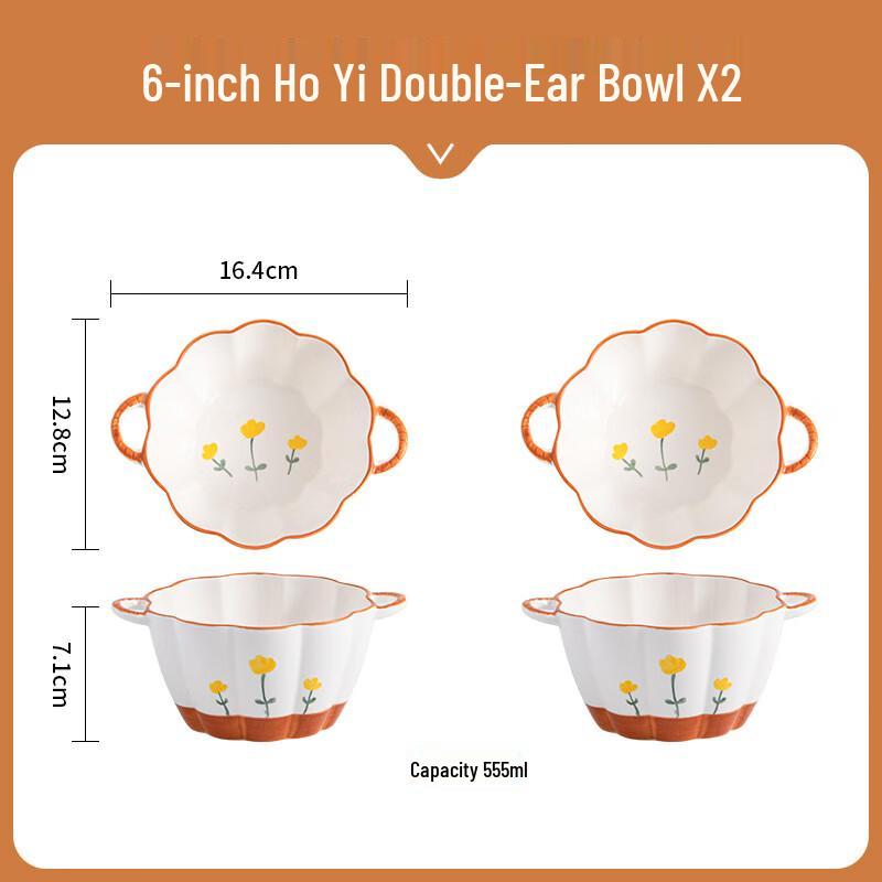 Floral Underglaze Ceramic Bowls