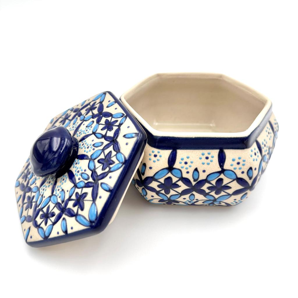 Mexican Servin Ware Sugar Pot Set with Lid, 380ml Capacity, 5.5cm x 9cm (Includes Cutting Board, Spoon, and Fork) [Used]