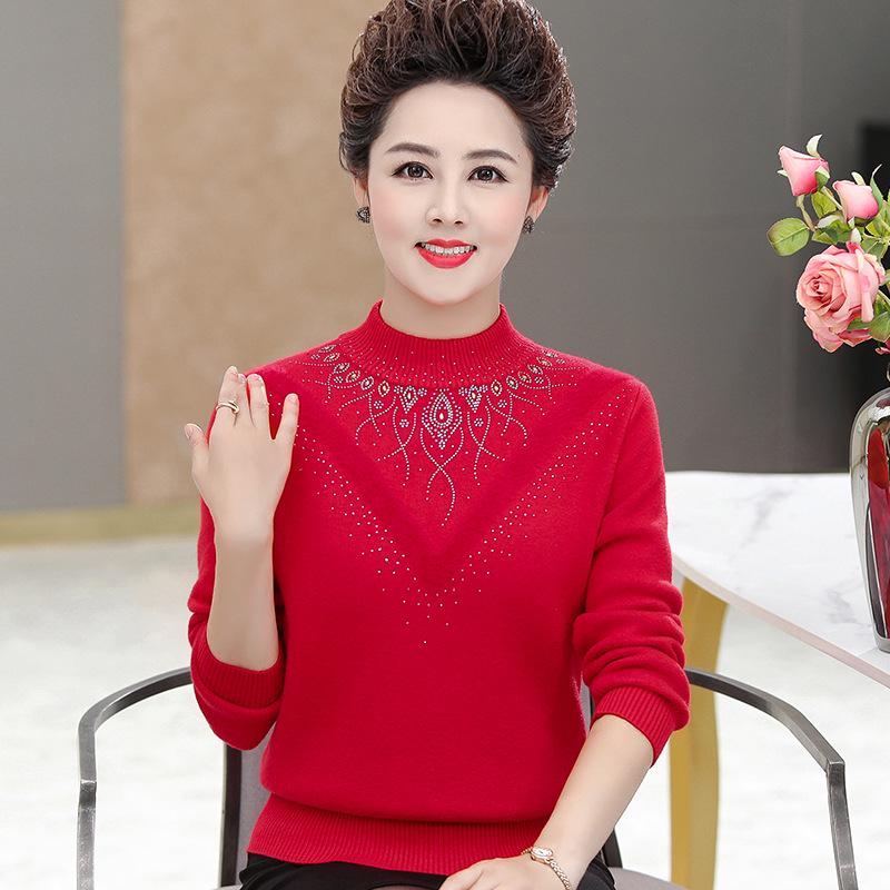 Mom's Winter Velvet Sweater - Stylish High-Neck Base Layer for Middle-aged & Elderly Women