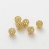 5 Stück 10mm 14K 18K Goldfarbe Beschichtetes Messing Metall Hohl Runde Perlen Armbandperlen Hohe Qualität DIY Schmuckherstellung Zubehör