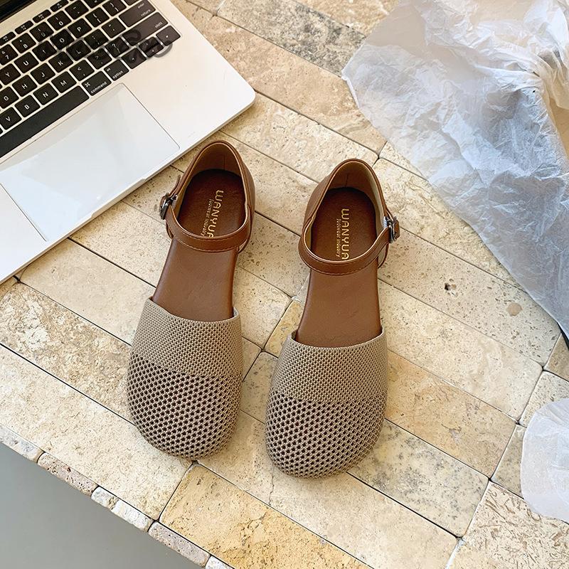 Fashion Weave Women's Shoes 2025 Fashion Buckle Strap Sandals Vintage Soft Sole Comfortable Casual Flat Sandals Lightweight Size 35-40