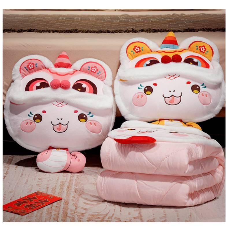 Year Of The Snake Mascot Lion Dance Snake 2in1 Throw Pillow Quilt Gift Blanket