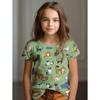 Buntes Katzenmädchen T-Shirt Niedliche Muster Sommer Kurzarm 3D Druck Mädchen Oberteil Mode Lässig Streetwear Kinderkleidung