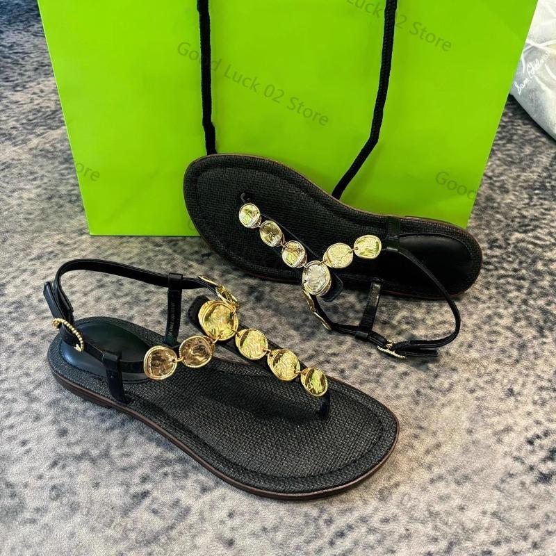 

Fashion 2025 Clip Toe Herringbone Sandals Women Summer Outer Fashion Flat Beach Roman Sandals 35 чёрный