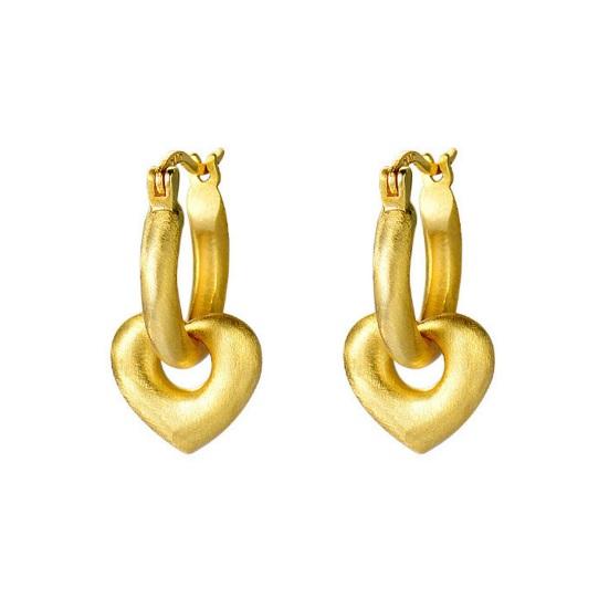 Buy Pair Drop Earrings Elegant Heart Shape Matte Finish Copper