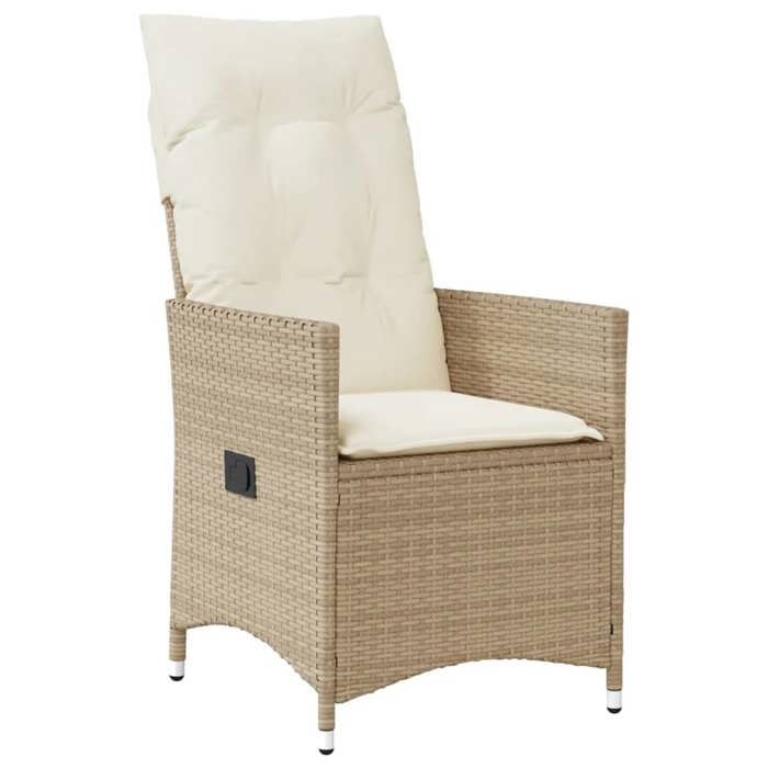 VidaXL Garden Recliner Chair with Beige Cushions Wicker, Reclining Garden Chair, Recliner Chair of 365641