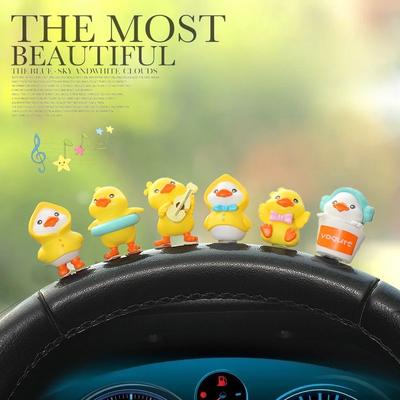 6Pcs Anime Figure Little Yellow Duck Model Decor Cute Car Mounted Ornaments Auto Interior Dashboard Accessories for Girls Gifts