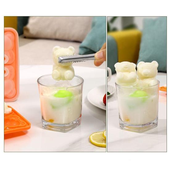 Ice Cube Mold Bear Shape Ice Making Mold Food-Grade Flexible Silicone Ice Tray for Drinks Candy Chocolate