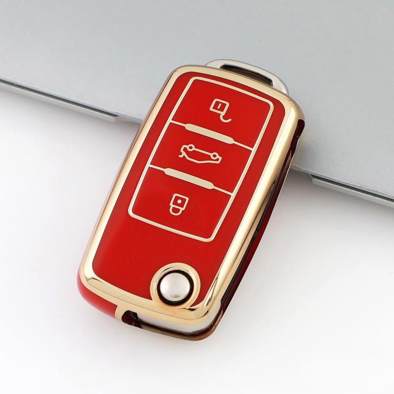 For Volkswagen VW Polo Golf Passat Tiguan Beetle Caddy T5 Up Eos Skoda Octavia Seat Leon Altea TPU Car Remote Key Case Cover