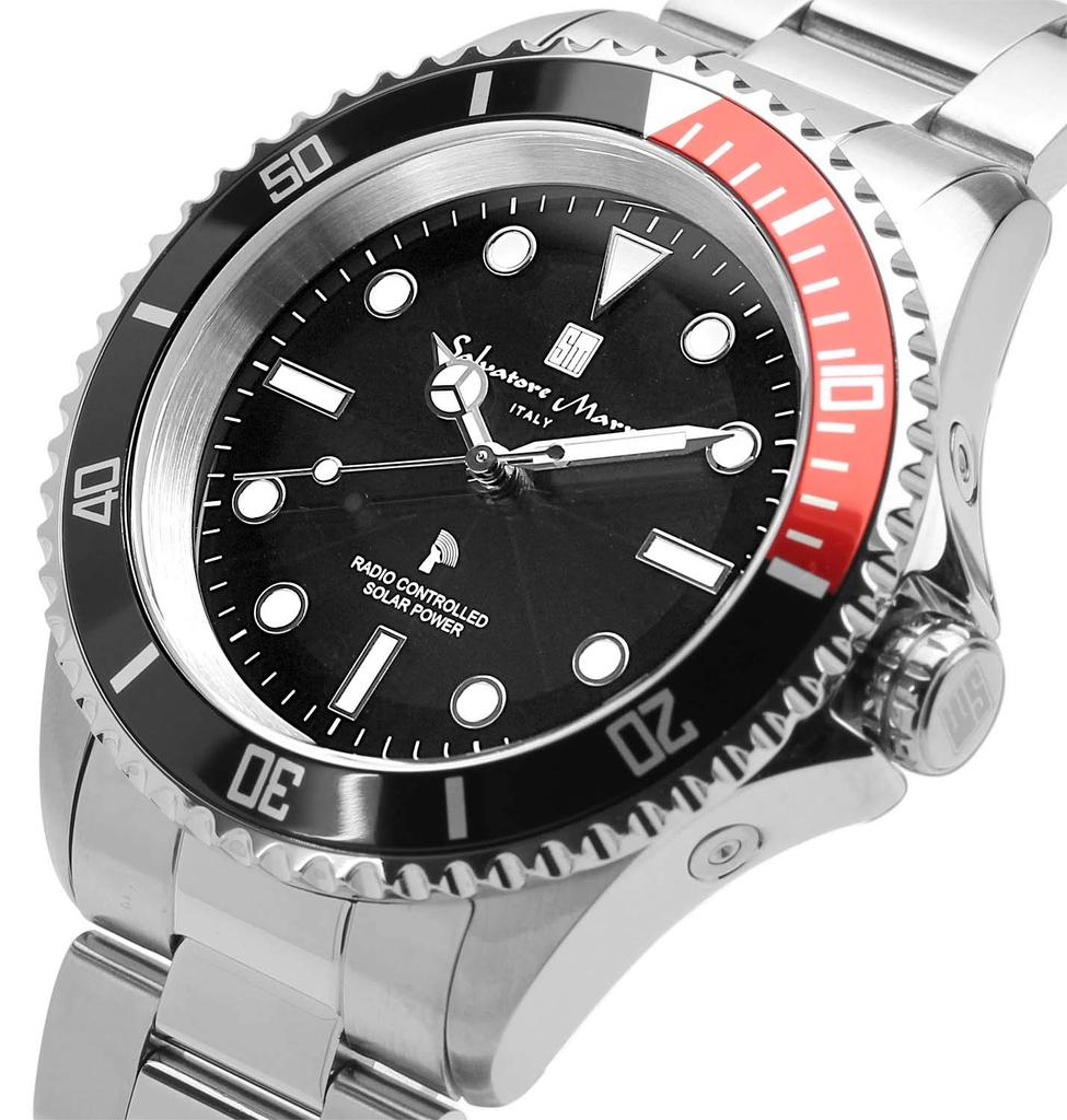 Watch Radio Solar 10 ATM Water Resistant Italian Brand Black X Red [Salvatore Mara] Men's SM22110-SSBKRD