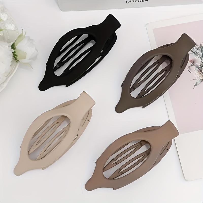 Matte Hollow Oval Hair Clips Geometric Duckbill Barrettes Solid Color Fashion Hair Accessories for Women Daily Hairstyle