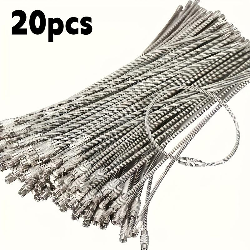 20pcs Wire Rope Key Chain Stainless Steel Wire Keychain Flashlight Carabiner Cable Key Ring Luggage Tag Screw Lock Gadget