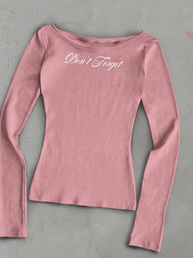 2026 Autumn/Winter Women's Y2K Off-Shoulder Slim-Fit Long-Sleeve Top