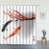 Japanese Scenery Shower Curtains Koi Carp Fish And Cherry Blossom for Bathroom Decor Set Washable Fabric Bath Screen With Hooks