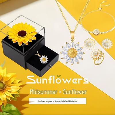 Trendy Sunflower Zircon Necklace: Elegant Clavicle Chain In Light Luxury Minimalist Design