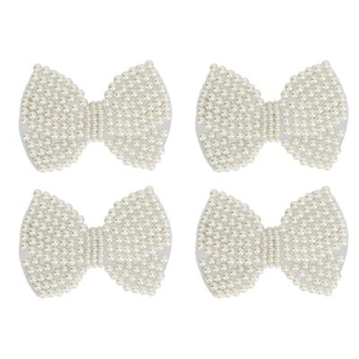 Perlen-Schleifen-Schuhclips Abnehmbare Dekorative Schleife Schuhschnalle für Hochzeit Brautschuhe High Heels 4 Stück