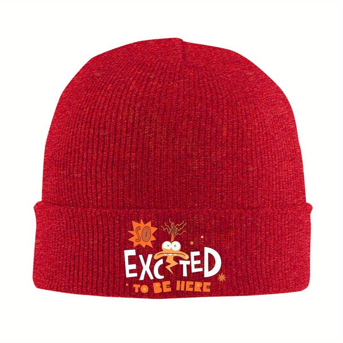 Inside Out Excited Beanie Hats Casual Caps Unisex Women Outdoor Knitted Hat Spring Graphic Warm Beanie Hat
