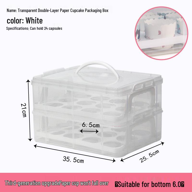 Transparent Cupcake Muffin Transport Box with Handle
