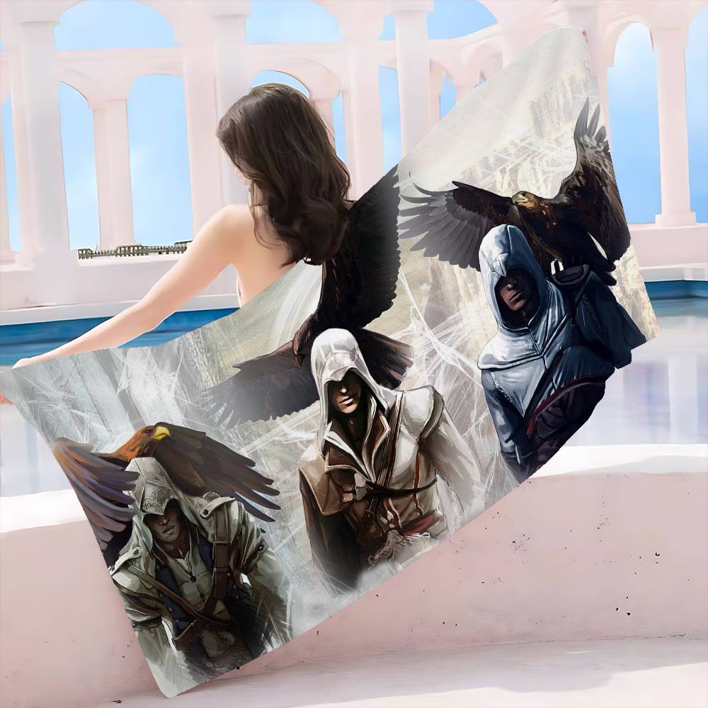 A-Assassin C-Creed Gaming Anime Strand Schwimmtuch Weiches Saugfähiges Waschlappen Kindergeschenke für Kinder Reise Camping Fitnessstudio