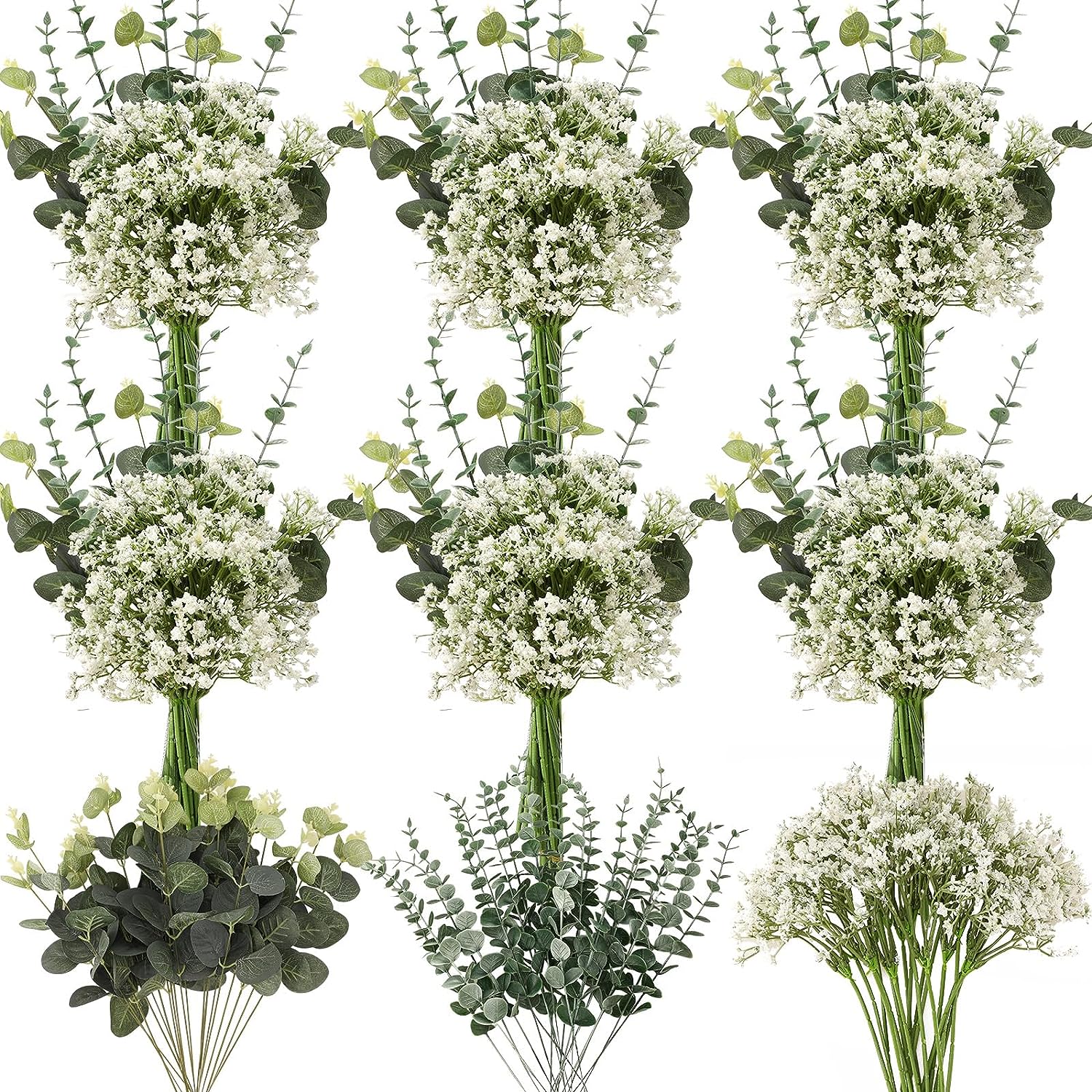 

30 шт. 3 вида смешанных искусственных растений эвкалиптовых листьев BabysBreath рождественские украшения вазы для дома сада свадьбы искусственные цветы зелёный