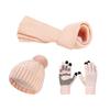 3Pcs/Set Winter Hat Scarf Gloves Set Solid Color Windproof Plush Ball Hat Neck Warmer Touch Screen Gloves Set