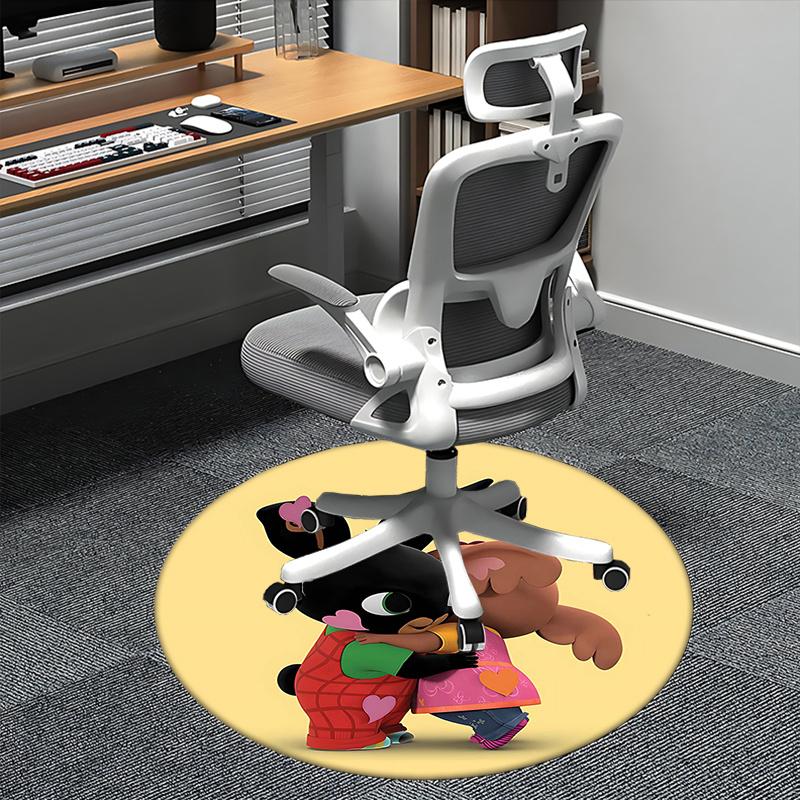 

Bing Ears ,Heart Print Chair mat Round Rug-Office carpet , Machine Washable , Non-slip , Suitable for Living Rooms , Bedrooms , Entryways , 80cm by 80cm