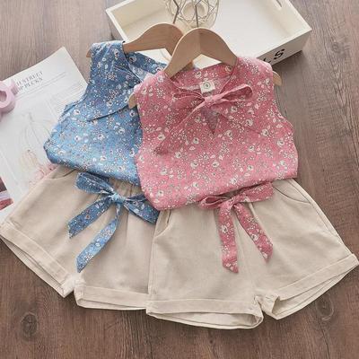 Baby Girl's Korean Floral Bohemian Sleeveless Vest & Shorts Set, Summer New Arrival (0-4 Years)