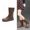 Simple Shoes Versatile Boots Women's Mid-calf Boots Breathable Chunk-heeled Thick-soled Boots