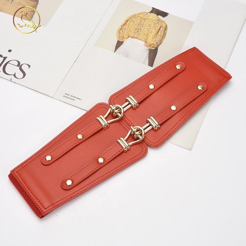 Belt Women'S Dress Wide Waist Seal Buckle Decoration With Skirt Outer Elastic Belt Waist French Elegant And Thin