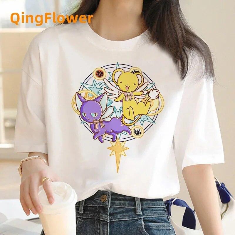 Card Captor Sakura Magic Girl Kleidung Kleidung feUnisex Casual 2024 weißes T-Shirt Vintage T-Shirt Top Tees Vintage weißes T-Shirt